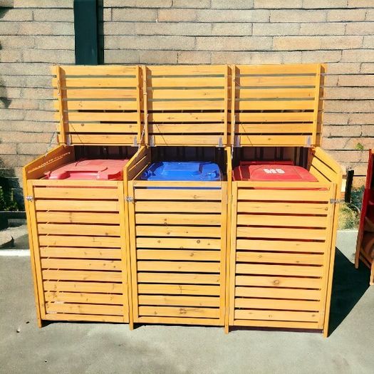 Wheelie Bin Storage  3 Bays - Natural