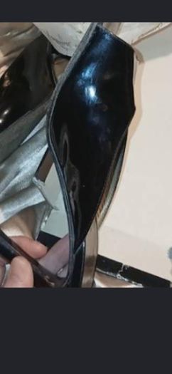vintage 80s style YSL peep toe black painted heels worn come with original box wrapping and card .would love a new home for someone who understands good quality fashion.