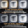 600x500mm Bathroom Mirror with Lights, Horizontal Vertical/Sensor Switch, Anti-Fog, 3 Colors Dimmable, Memory Function, LED Illuminated Bath Vanity Wall-Mounted Mirrors Image 2