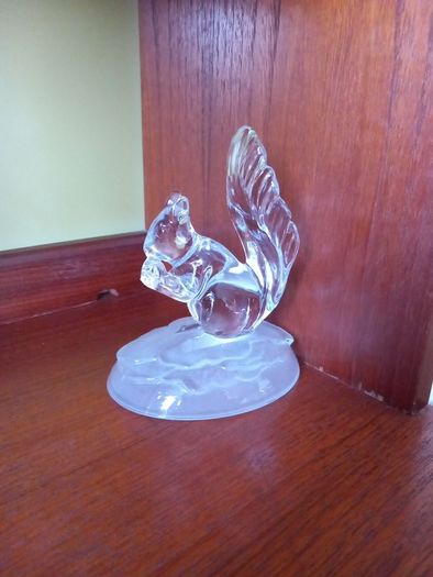 Squirrel Cristal D'arques Glass Ornament Crystal Figurine   1970's Vintage  Decor Home Gift Presents Art Frost  Glass