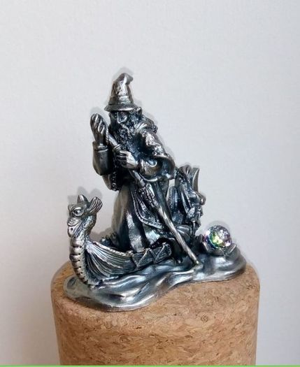 Metal Figure With Crystal - The Wizard Of The Lake