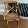 Vintage Rattan Bentwood X Cross back dining chair Farmhouse Country Image 2