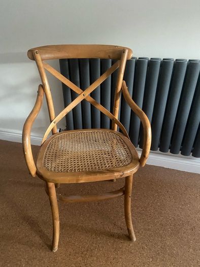 Vintage Rattan Bentwood X Cross back dining chair Farmhouse Country