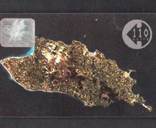 1990 Isle of Man 110 unit Manx Telecom Satellite View of The Isle of Man (with hologram) (GPT) Call Card used