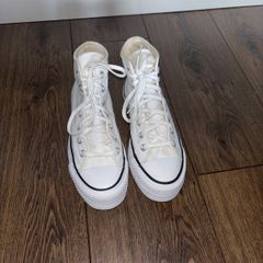 Converse Uk4 white platform trainers