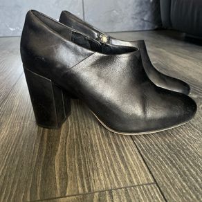 Clarks Amabel Clara Black Leather Block Heel Shoes Boots UK 5.5 D VGC