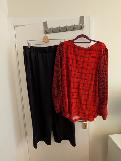 NEXT Red Top & Wide-Leg Trousers (UK 18 / 2XL)