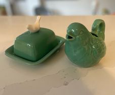 Milk jug and butter dish