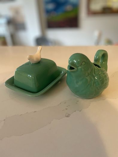 Milk jug and butter dish