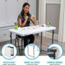 4 x 2 ft (122 x 61 cm) Rectangular Light Commercial Fold-in-Half Folding Table with 3 Adjustable Heights of 24/29/36 inch (FREE POSTAGE) Image 3