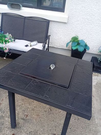 Gas patio heater table