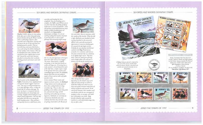 1997 Jersey (Channel Islands) Stamp Year Book (softback) issued by Jersey Post with 14 images of contents