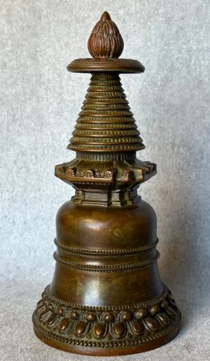 Buddhist Stupa - Bronze, Signed
