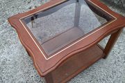 Rectangular coffee table with rattan base