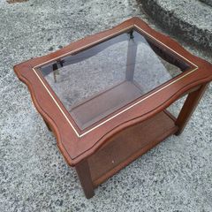 Rectangular coffee table with rattan base