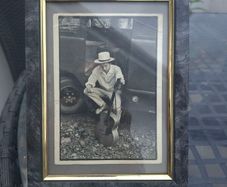 Vintage Bob Dylan black and white framed postcard with inscription