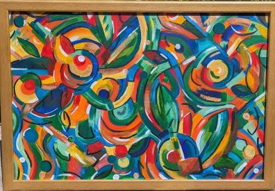 Original Abstract Floral Painting | Framed & Ready to Hang