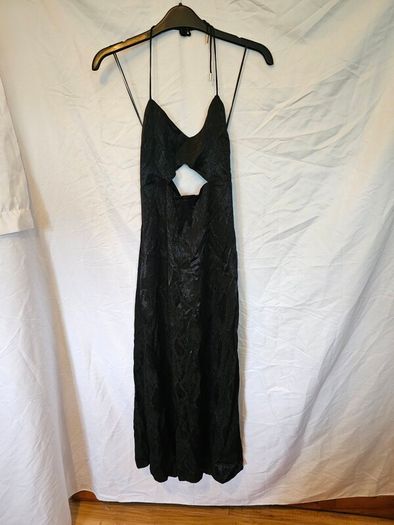 AFRM Black Snakeprint Cutout Midi Dress