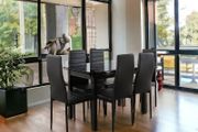 Extendable Glass Dining Table Set with 6 chairs