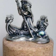 Metal Figure With Crystal - The Wizard Of The Lake