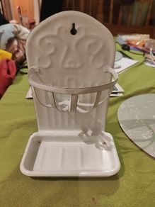 Enamel wall mountable soap dish / tooth brush holder