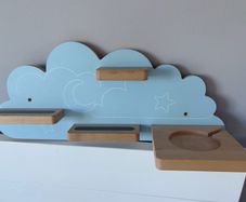 Blue Cloud Wooden Shelf for Toniebox and Tonies