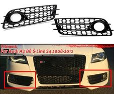 NEW Honeycomb Front Fog Light Grille Covers For AUDI A4 B8 S-Line S4 2008-2012
