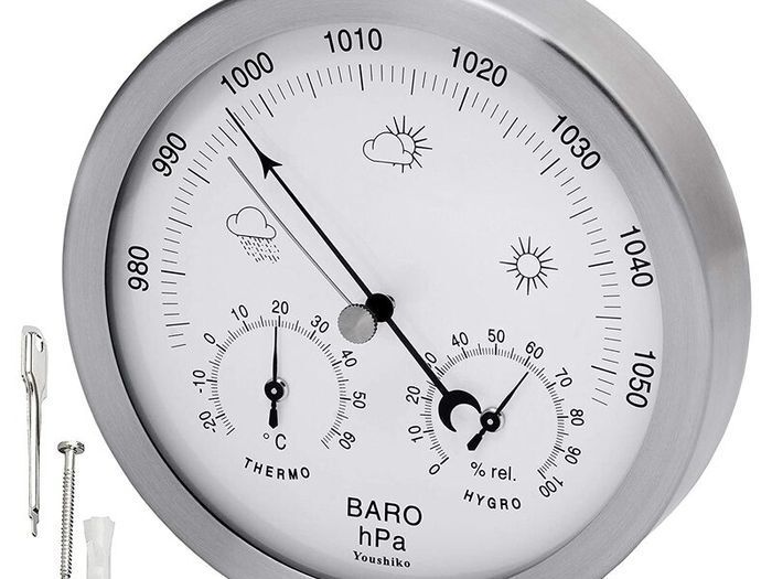 3-in-1 Wall Weather Station with Stainless Steel Frame