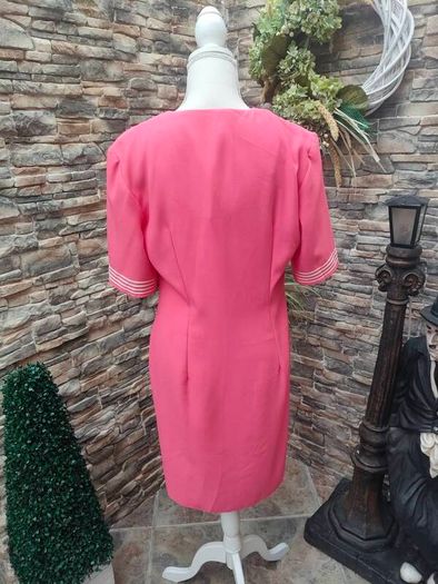 vintage 90s Coral button up Pencil Dress UK 12 14