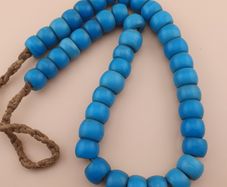 Antique Turqouise Blue African Style Glass Beads Strand 16 inches