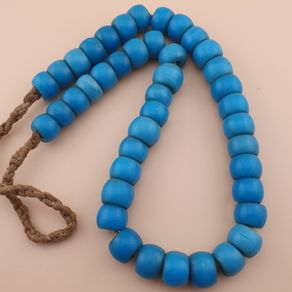Antique Turqouise Blue African Style Glass Beads Strand 16 inches