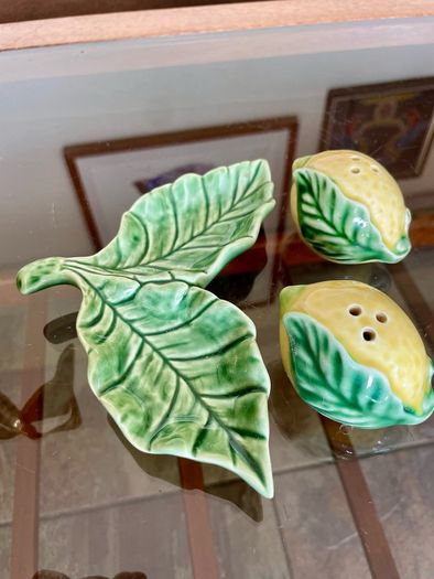 Vintage Collectable Portuguese Lemon Condiment  Shakers Bordallo Pinheiro