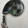 Soldered Flashy Labradorite Ammonite Fossil Amulet Talisman Belcher Chain Necklace Image 8