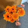 Artificial Orange Flowers in Frosted Glass Vase Image 3