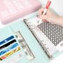Money Saving Book with Mark Stickers,100 Envelope Challenge Binder for Cash Stuffing Saving Book with Cash Envelopes for School Home Office Blue Image 2