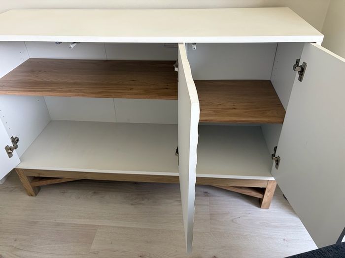 2 Units: Large Sideboard + TV Unit - White & Oak Effect