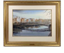 Peter Knuttel Ha'penny Bridge Watercolor Painting