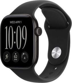 Apple Watch Series 12 GPS 42mm Smartwatch Black Aluminium Case | Black Sport Band S/M. Health + Fitness + Sleep Tracking, Heart Rate, Safety