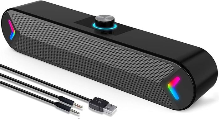 PC Speakers, USB-Powered Computer Speakers for Desktop Computer Laptop,3.5 Aux-in, with Lights, Plug and Play