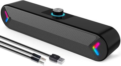 PC Speakers, USB-Powered Computer Speakers for Desktop Computer Laptop,3.5 Aux-in, with Lights, Plug and Play