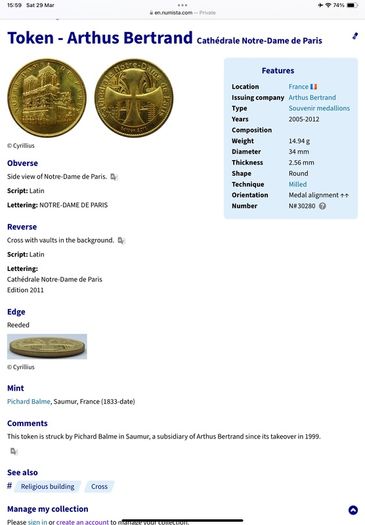 Cathedrale Notre Dame de Paris 2011 Edition Coin