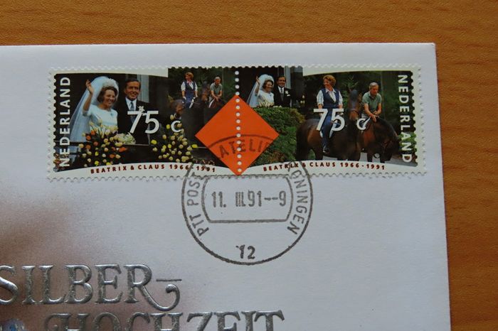 Silver wedding Dutch Royals 25th anniversary ECU coin & stamps cover 1991
