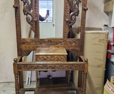 Antique hand carved oak dragon hall stand.