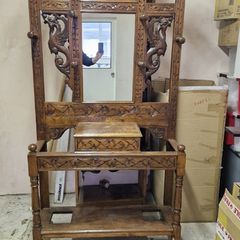 Antique hand carved oak dragon hall stand.