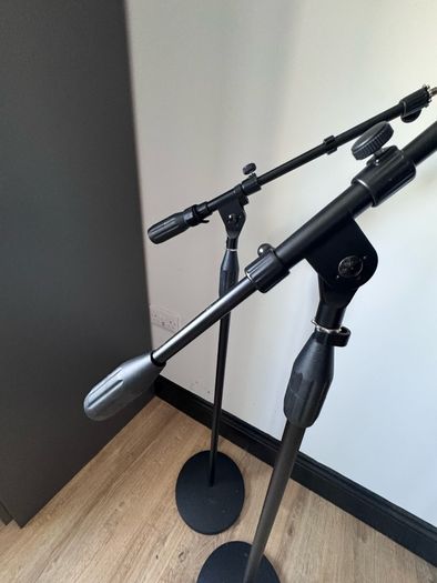 2x Heavy Duty Floor Microphone Boom Stands | Studio Podcast Mic Stands