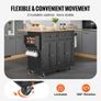 Kitchen Island Cart, 50" Wood Top Breakfast Bar with Trash Cabinet Tilt Out 10 Gallon Storage, Farmhouse Dining Living Room Table with Drop Leaf Image 3