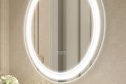 Round LED Bathroom Mirror 60 cm 3 Colors Temperature Anti-Fog Memory Mirror with Lights
