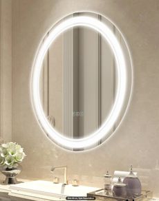Round LED Bathroom Mirror 60 cm 3 Colors Temperature Anti-Fog Memory Mirror with Lights