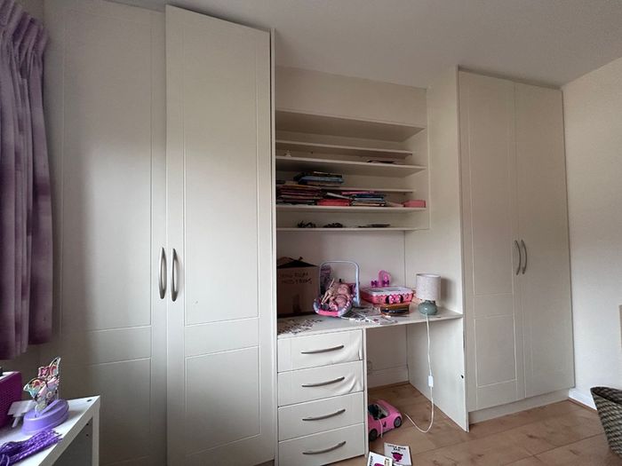 White Fitted Bedroom Wardrobes with Desk & Shelving