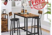 NEW SALE | Bar Stools, Set of 2 PU Upholstered Breakfast Stools, 75.4 cm Tall Seat, Footrest, Simple Assembly